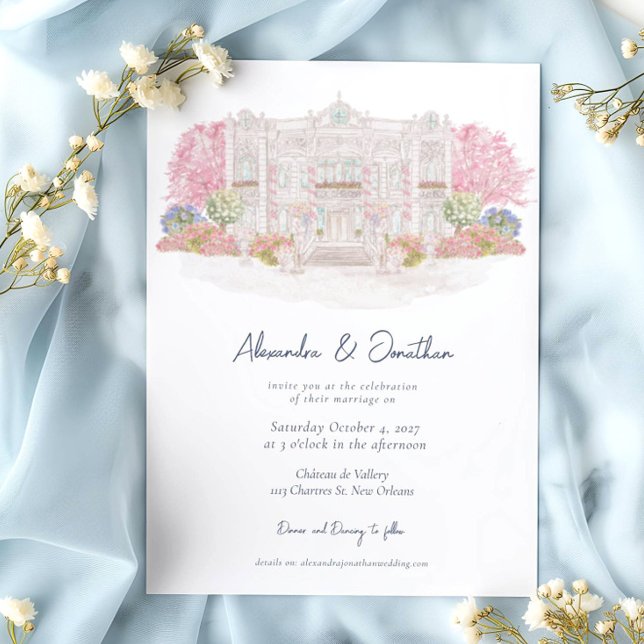 Elegant Watercolor Villa Wedding  Invitation (Creator Uploaded)