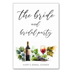 Elegant Watercolor Vineyard Modern Script Table Number