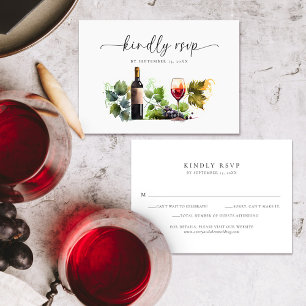 Elegant Watercolor Vineyard Wedding RSVP Card