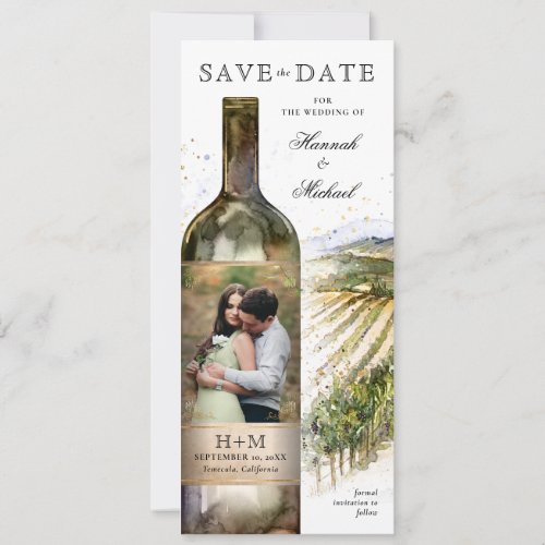 Elegant Watercolor Vineyard Wedding Save The Date