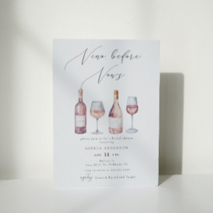 Elegant Watercolor Vino before Vows Bridal Shower Invitation
