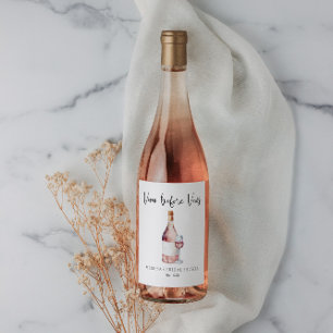 Elegant Watercolor Vino Before Vows Bridal Shower Wine Label