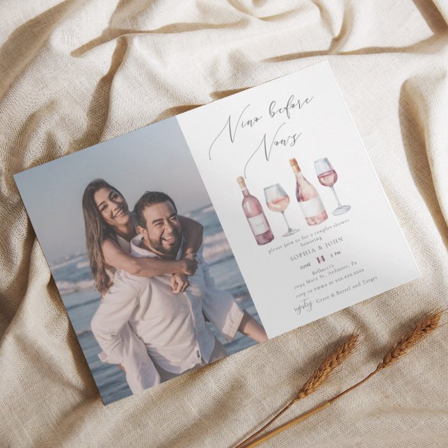 Elegant Watercolor Vino before Vows Couples Shower Invitation (Creator Uploaded)