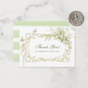 Elegant Watercolor Vintage green flover Bridal sho Note Card