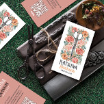 Elegant Watercolor Vintage Scissors & Floral  Business Card<br><div class="desc">Elevate your hairstyling business with our elegant watercolor hair stylist business cards! Featuring a stunning design of vintage hair scissors surrounded by delicate flowers including roses, anemones, and hydrangeas, all painted in a charming color scheme of rose pink, blush pink, gray, and white. This design exudes timeless elegance, prettiness, and...</div>