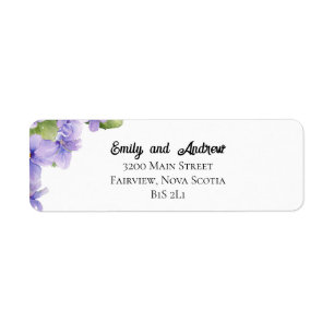Elegant Watercolor Violets Return Address Label