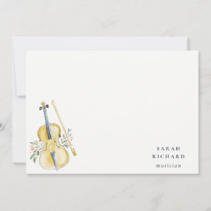 Elegant Watercolor Violin Musician Music Teacher Note Card