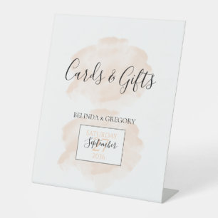 Elegant Watercolor Wedding Cards & Gifts Pedestal Sign