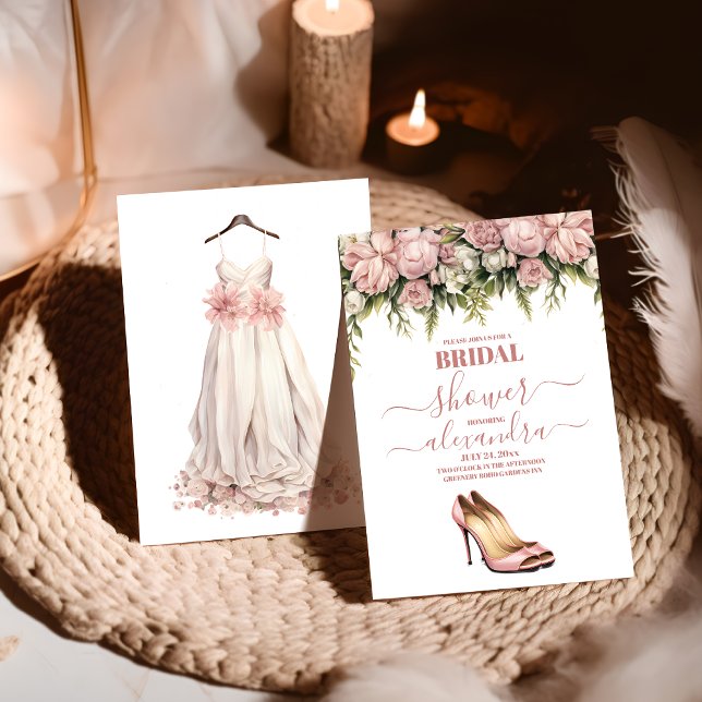 Elegant Watercolor Wedding Dress Bridal Shower Invitation (Creator Uploaded)