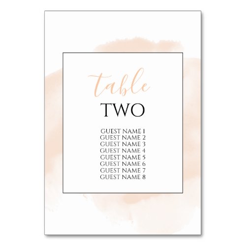 Elegant Watercolor Wedding Guest Names Table Number