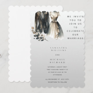 Elegant Watercolor Wedding Invitation – Modern Arc