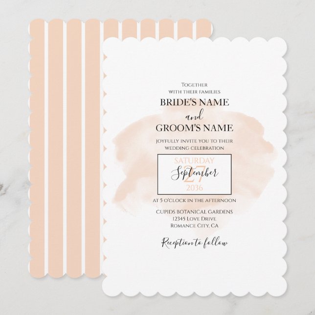 Elegant Watercolor Wedding Invitations (Front/Back)