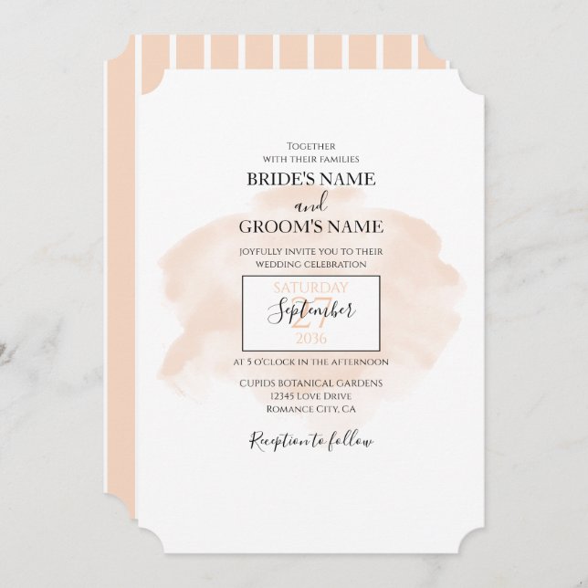 Elegant Watercolor Wedding Invitations (Front/Back)
