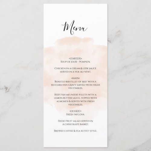 Elegant Watercolor Wedding Menu