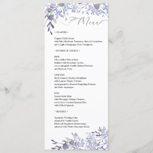 Elegant Watercolor Wedding Menu Card