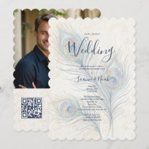 Elegant Watercolor Wedding Peacock Feathers TLW26