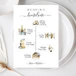 Elegant Watercolor Wedding Timeline Blue Floral Program<br><div class="desc">Elegant,  simple and modern watercolor timeline. Watercolor images in golden hues with decorative floral details. Flowers and foliage in dusty blue,  navy blue and white tones. Back in beautiful dusty blue watercolor wash texture. Part of our "Rustic Blue Mountains" wedding and events collection.</div>