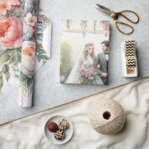 Elegant Watercolor Wedding Wrapping Paper