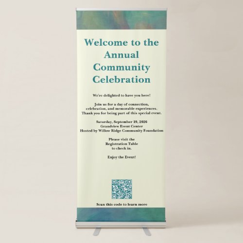 Elegant Watercolor Welcome Event Retractable Banner