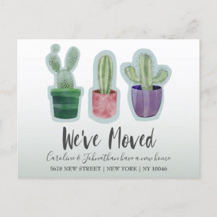Elegant Watercolor We've Moved Cactus Announcement