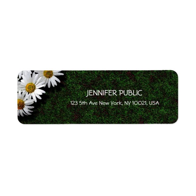 Elegant Watercolor White Daisies Modern Template Label (Front)