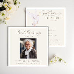 Elegant Watercolor White Dove Celebration of Life Invitation