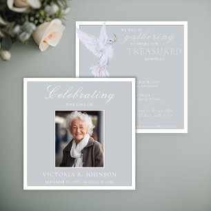 Elegant Watercolor White Dove Celebration of Life Invitation