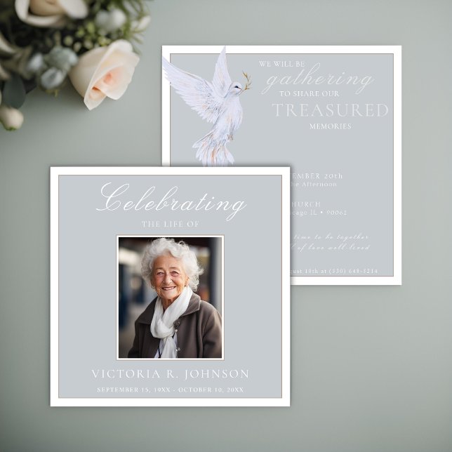  Elegant Watercolor White Dove Celebration of Life Invitation (Creator Uploaded)
