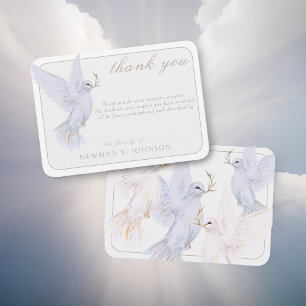 Elegant Watercolor White Dove Memorial Thank You Note Card