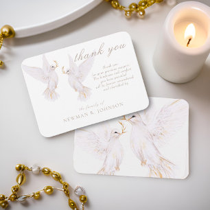 Elegant Watercolor White Dove Memorial Thank You Note Card