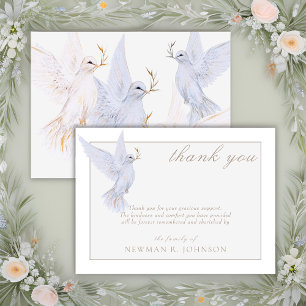 Elegant Watercolor White Dove Memorial Thank You Note Card