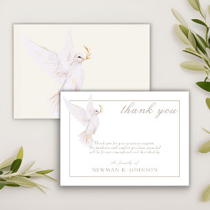 Elegant Watercolor White Dove Memorial Thank You Note Card