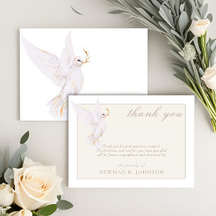 Elegant Watercolor White Dove Memorial Thank You Note Card
