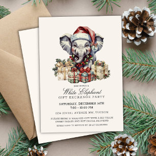 Elegant Watercolor White Elephant Gift Exchange Invitation