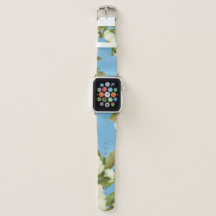 Elegant Watercolor White Floral Peonies Flowers Apple Watch Band
