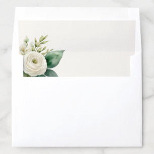 Elegant Watercolor White Flower Botanical Greenery Envelope Liner