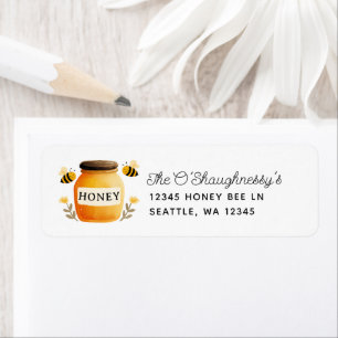 Elegant Watercolor White Honey & Bees Label