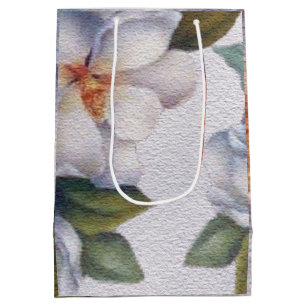 Elegant Watercolor White Magnolia Flower Gift Bag