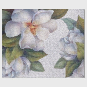 Elegant Watercolor White Magnolia Flower Wrapping Paper