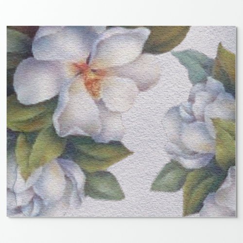 Elegant Watercolor White Magnolia Flower Wrapping Paper