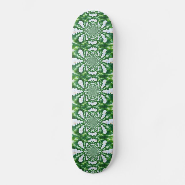 Elegant watercolor White Orchid Mandala Skateboard Deck (Front)