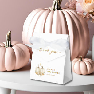 Elegant Watercolor White Pumpkins Twin Baby Shower Favor Boxes