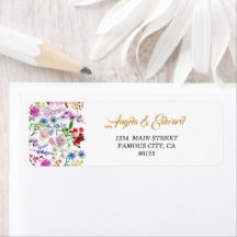 Elegant Watercolor Wild Florals Address Label