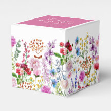 Elegant Watercolor Wild Florals Wedding Favor Box