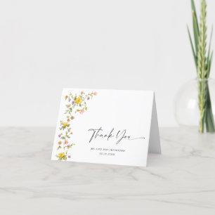 Elegant Watercolor Wild Flowers Botanical Wedding Letterpress Thank You Card