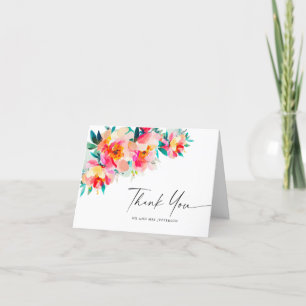 Elegant Watercolor Wild Flowers Botanical Wedding Letterpress Thank You Card