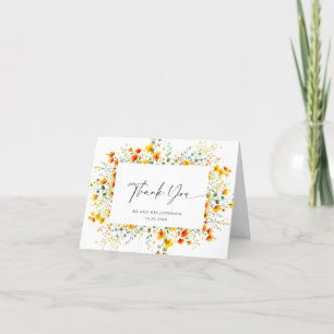 Elegant Watercolor Wild Flowers Botanical Wedding Letterpress Thank You Card
