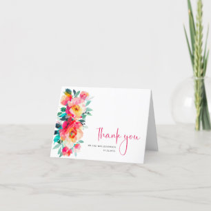 Elegant Watercolor Wild Flowers Botanical Wedding Letterpress Thank You Card