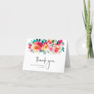 Elegant Watercolor Wild Flowers Botanical Wedding Thank You Card