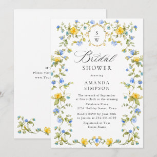 Elegant Watercolor Wild Flowers Bridal Shower Invitation